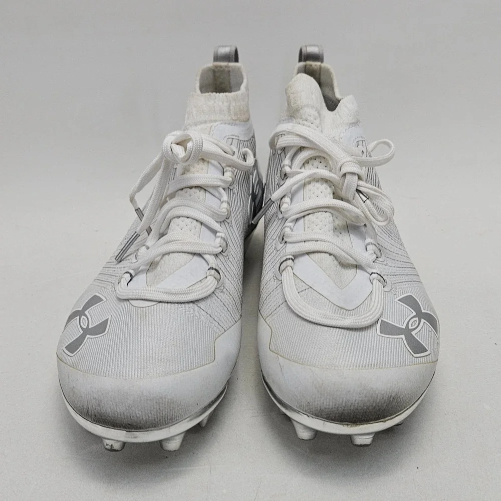 Under Armour Spotlight MC Mens 9 Football Cleats White Silver 3020675-100